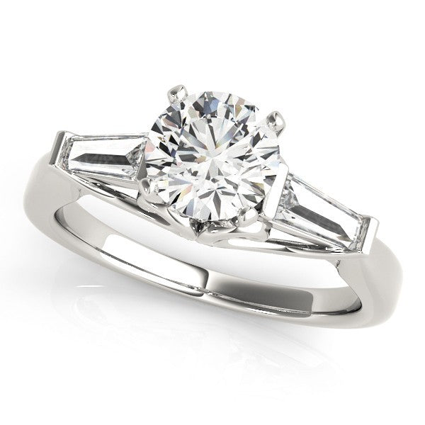 18K Yellow Gold Lab-Grown Round Diamond Trilogy Engagement Ring