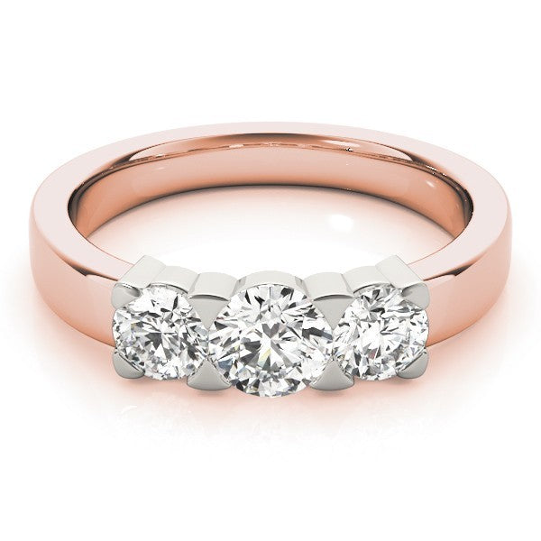 Platinum Lab Grown Round Diamond Trilogy Engagement Ring