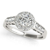 Lab Grown Round Cut Diamond Halo Engagement Ring