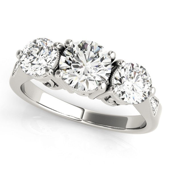 2.00Ct Lab Grown Round Diamond 3 Stone Engagement Ring Platinum