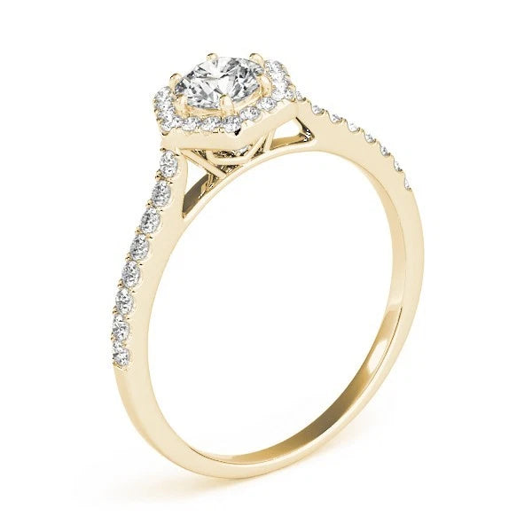 Lab Grown Round Diamond Halo Engagement Ring