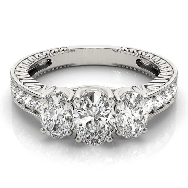 Oval Cut Trilogy Engagement Ring