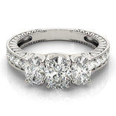 Oval Cut Trilogy Engagement Ring