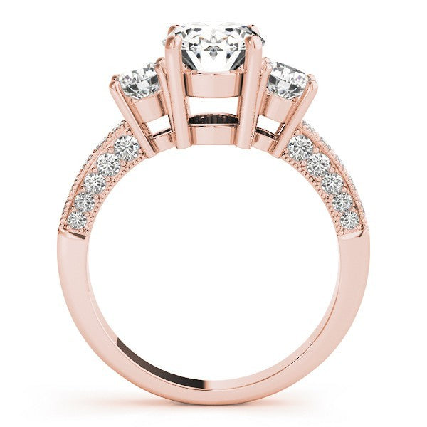 Platinum 2.00CT DE/VS Lab Grown Oval Cut Diamond Trilogy Engagement Ring