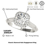 Lab Grown Round Diamond Halo Engagement Ring