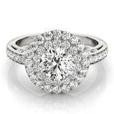 Lab Grown Round Cut Diamond Halo Engagement Ring