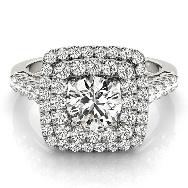 Lab Grown Round Cut Diamond Halo Engagement Ring