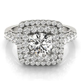 Lab Grown Round Cut Diamond Halo Engagement Ring