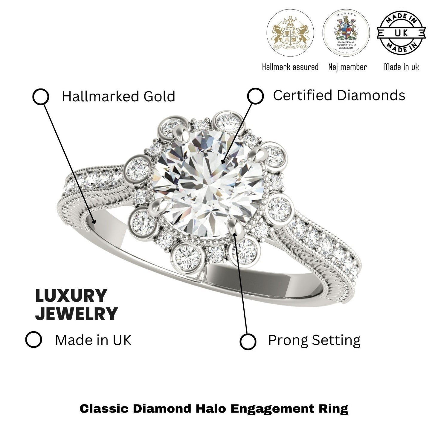 Lab-Grown Diamond Halo Engagement Ring