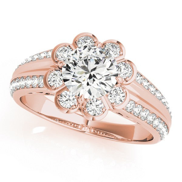 Lab Grown Round Cut Diamond Halo Engagement Ring