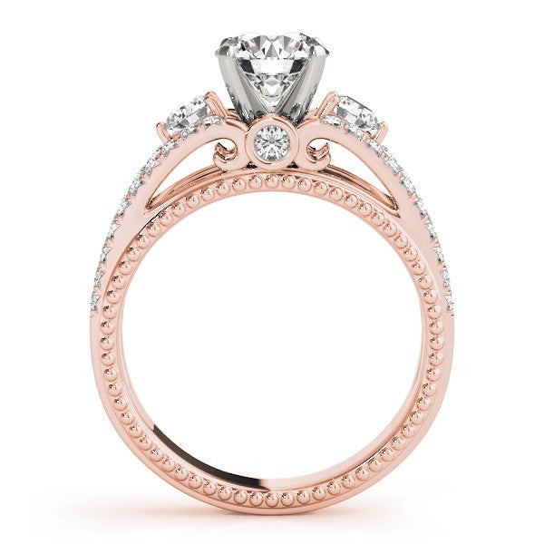Lab Grown Round Diamond 3 Stone Engagement Ring