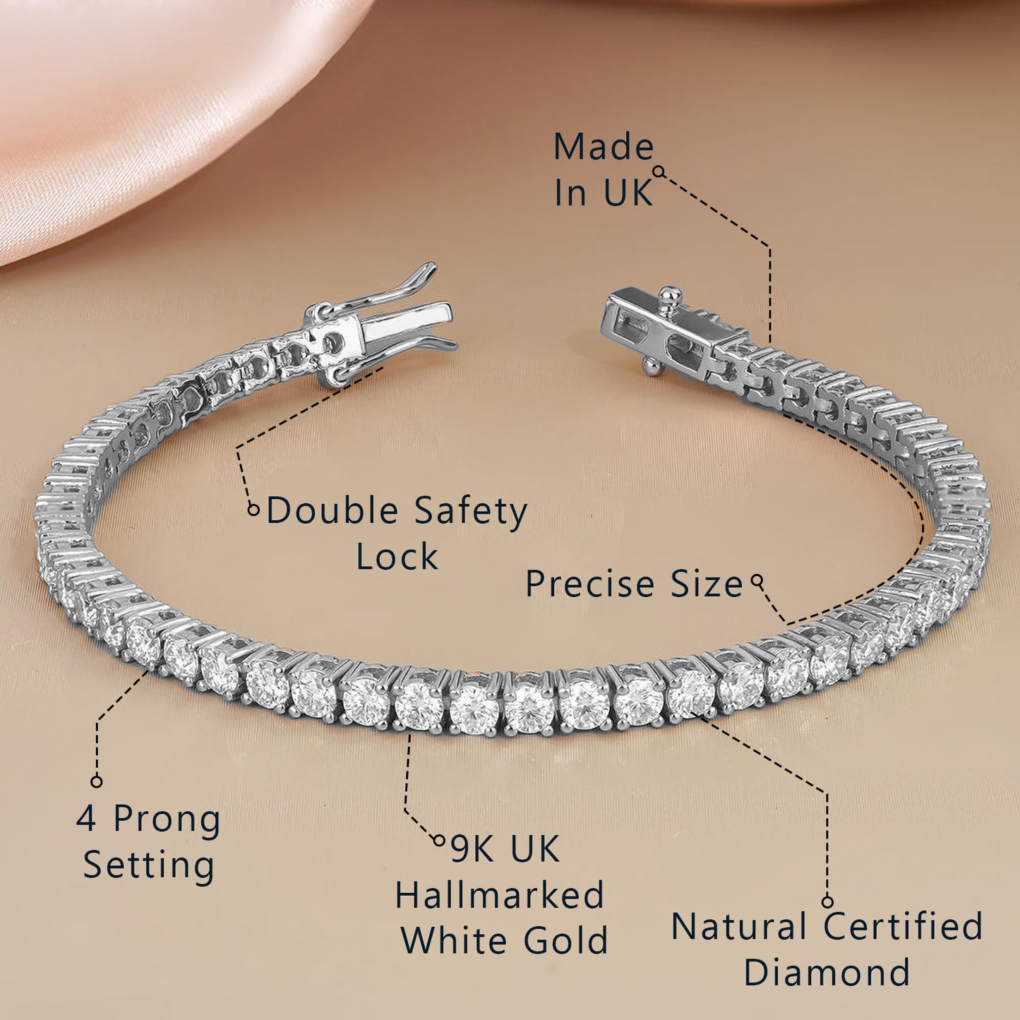 Best Seller 5.00ct 100% Natural Round Diamond Tennis Bracelet White Gold 7" Inches