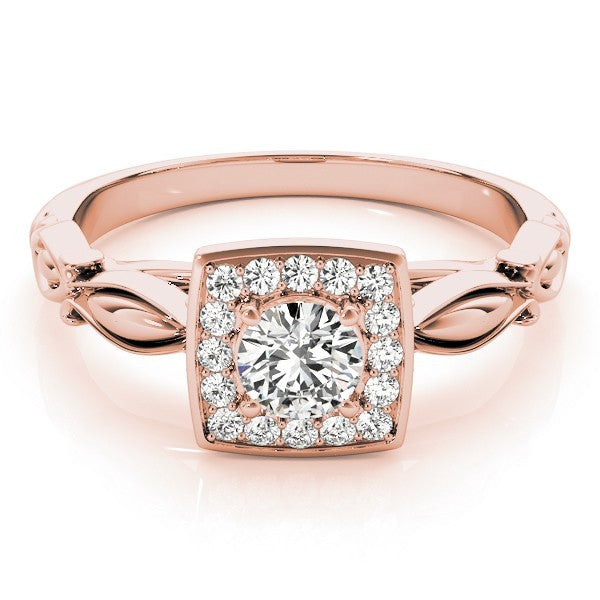 Lab Grown Round Diamond Halo Engagement Ring