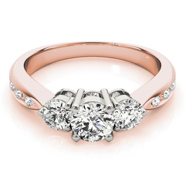 0.50Ct To 2.00Ct DE/VS Lab Grown Round Diamond 3 Stone Engagement Ring Platinum