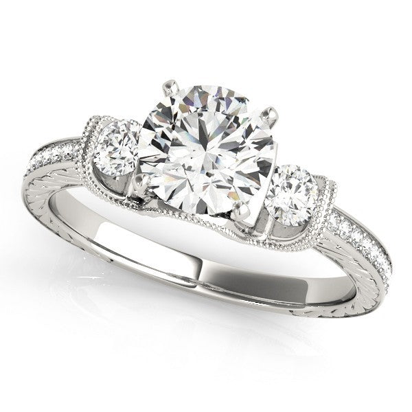 2.00Ct Round Lab Grown Diamond 3 Stone Designer Engagement Ring Platinum