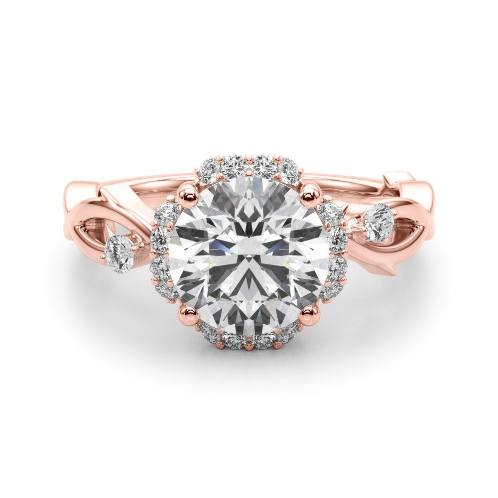 Lab-Grown Round Cut Diamond Halo Engagement Ring Platinum