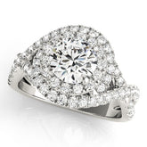 Lab Grown Round Cut Diamond Halo Engagement Ring