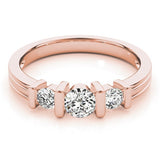 Verlobungsring aus Platin mit 2,00 Karat im Stabfassung gefasstem, im Labor gezüchtetem, rundem Diamanten (3 Steine).