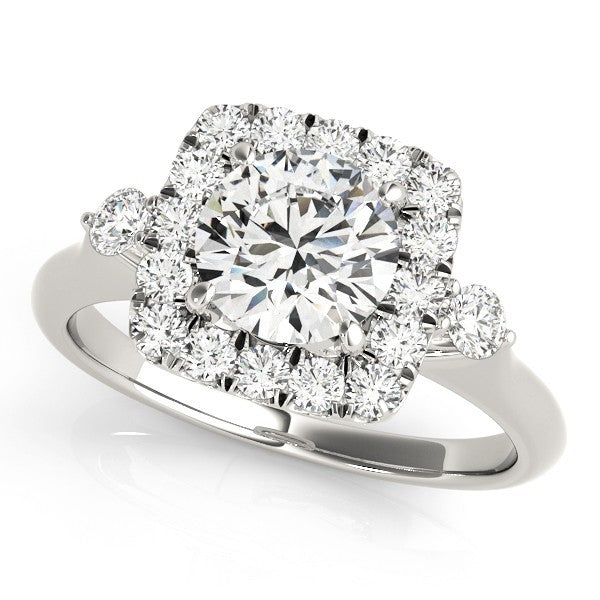 Lab Grown Round Diamond Halo Engagement Ring