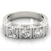 2.00Ct Lab Grown Round Diamond 3 Stone Engagement Ring In Platinum
