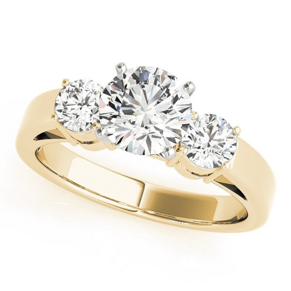 Lab Grown Round Diamond Prong Set 3 Stone Engagement Ring Platinum