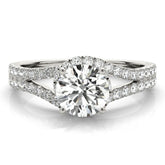 Lab Grown Round Diamond Halo Engagement Ring 18K White Gold