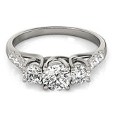 Lab Grown Round Cut Diamond 3-Stone Engagement Ring In DE/VS 0.50Ct To 2.00Ct