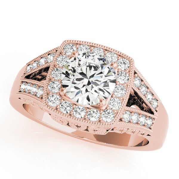 Lab Grown Round Diamond Halo Engagement Ring