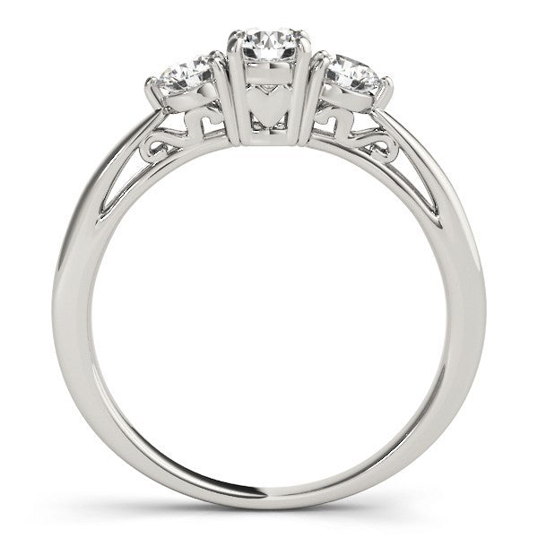Lab Grown Round Diamond Prong Set 3 Stone Engagement Ring Platinum In DE/VS 2.00Ct