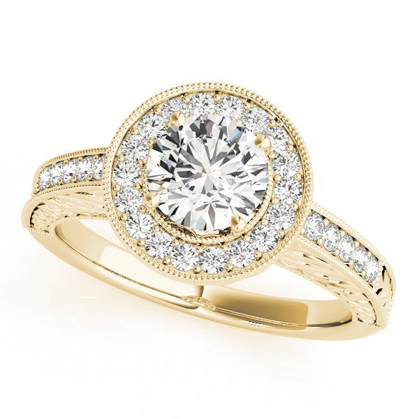 Lab Grown Round Cut Diamond Halo Engagement Ring
