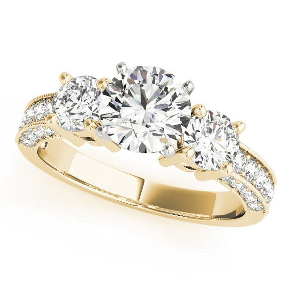 Lab Grown Round Diamond Trilogy Engagement Ring Platinum 2CT DE/VS
