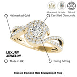 2.00Ct Round Lab Grown Diamond Halo Engagement Ring