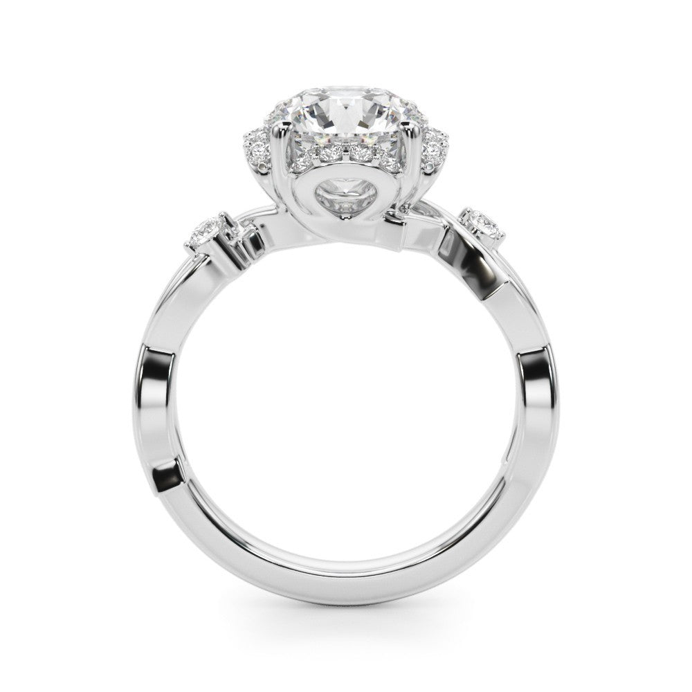 Lab-Grown Round Cut Diamond Halo Engagement Ring Platinum