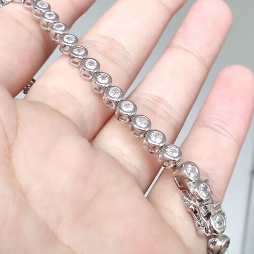 2.60 Carat Natural Round Diamond Bezel-set Tennis Bracelet 9K White Gold