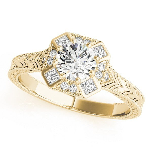 Lab Grown Round Diamond Halo Engagement Ring