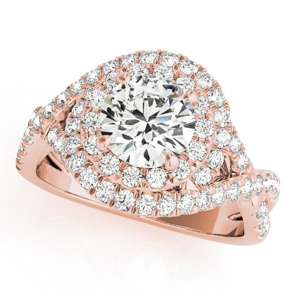 Lab Grown Round Cut Diamond Halo Engagement Ring