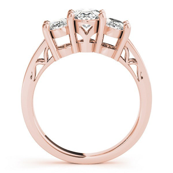 Lab-Grown Oval Diamond 3 Stone Engagement Ring In 18K White Gold