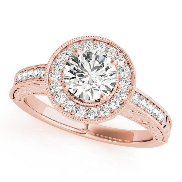 Lab Grown Round Cut Diamond Halo Engagement Ring