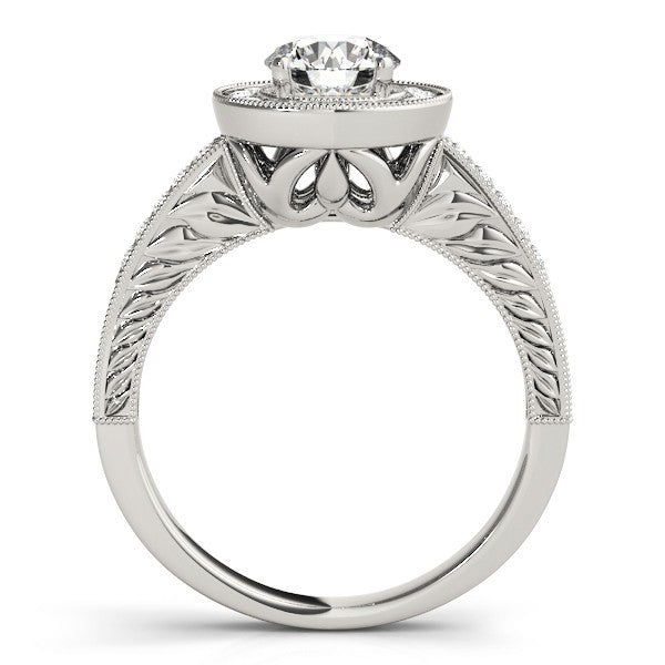 Lab Grown Round Cut Diamond Halo Engagement Ring