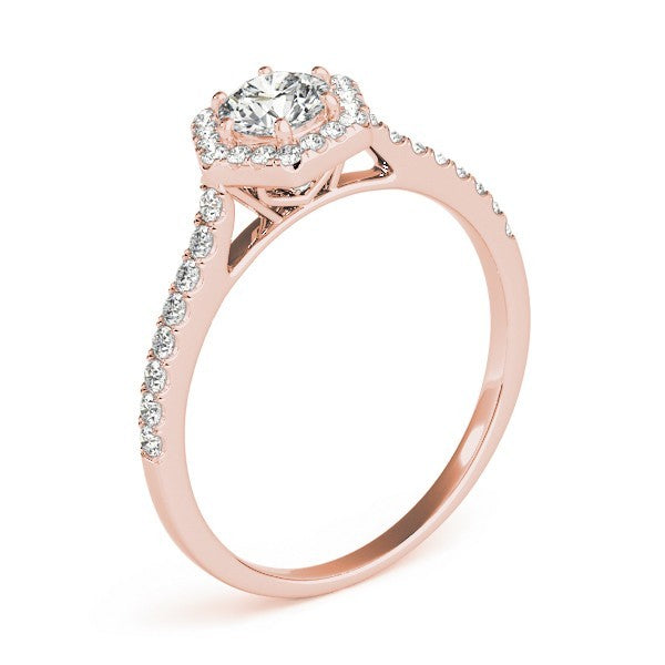 2.00Ct Lab Grown Round Diamond Halo Engagement Ring 18K Yellow Gold