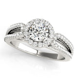 Lab Grown Round Diamond Halo Engagement Ring 18K White Gold