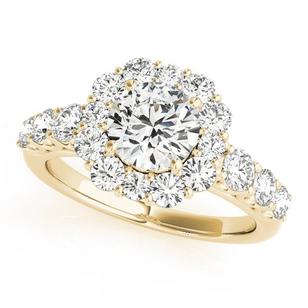 Lab Grown Round Cut Diamond Halo Engagement Ring