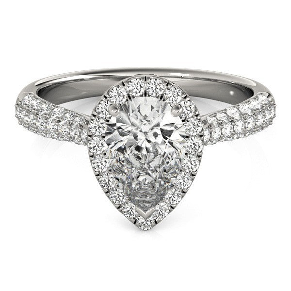 Lab Grown Pear Shape Diamond Halo Engagement Ring