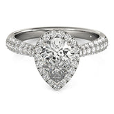 Lab Grown Pear Shape Diamond Halo Engagement Ring