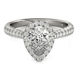 Lab Grown Pear Shape Diamond Halo Engagement Ring