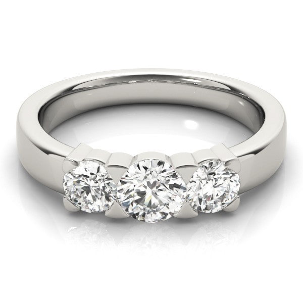 Platinum Lab Grown Round Diamond Trilogy Engagement Ring