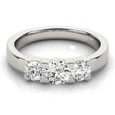 Platinum Lab Grown Round Diamond Trilogy Engagement Ring