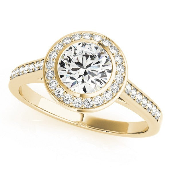 Lab Grown Round Cut Diamond Halo Engagement Ring