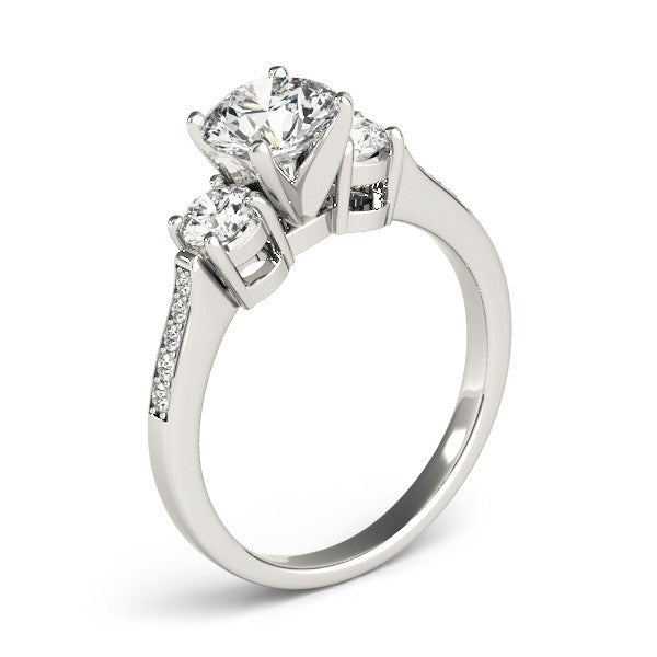 0.50Ct To 2.00Ct Lab Grown Round Diamond 3 Stone Engagement Ring Platinum