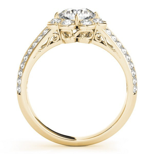 Lab Grown Round Cut Diamond Halo Engagement Ring